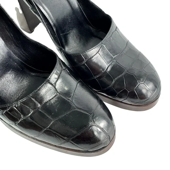 GUCCI Black Alligator Heels Pumps Made in Italy Marked as 39B-9US